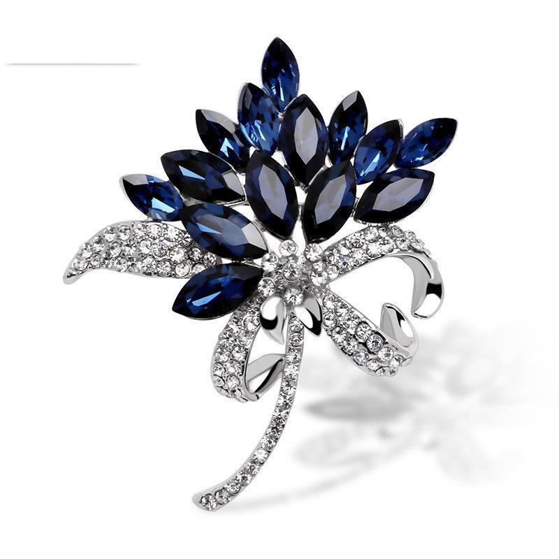 Dilly Snow Shiny Crystal Bauhinia Brooch - Elegant European and American Style Jewelry Accessory