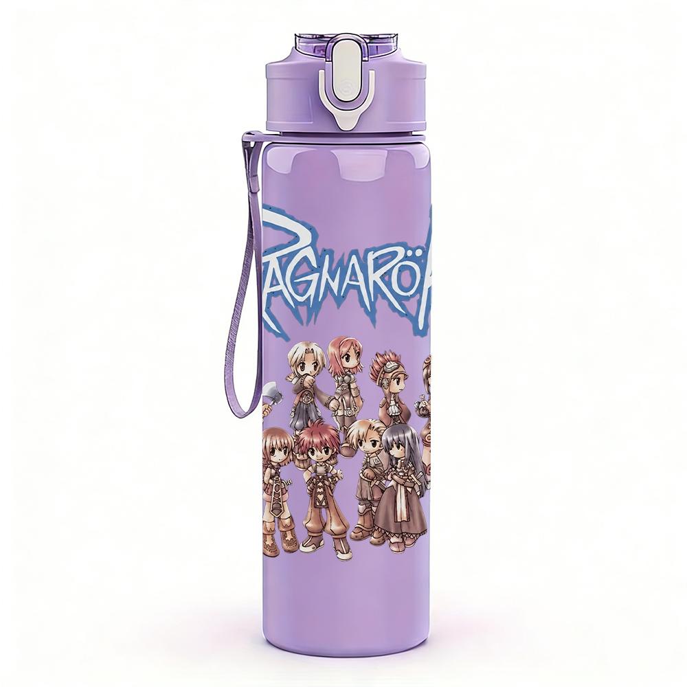 1PC Pecking Circular Skull Retro Logo Print 750ml Portable Sports Water Bottle Leakproof Gym Outdoor Travel Drink Cup