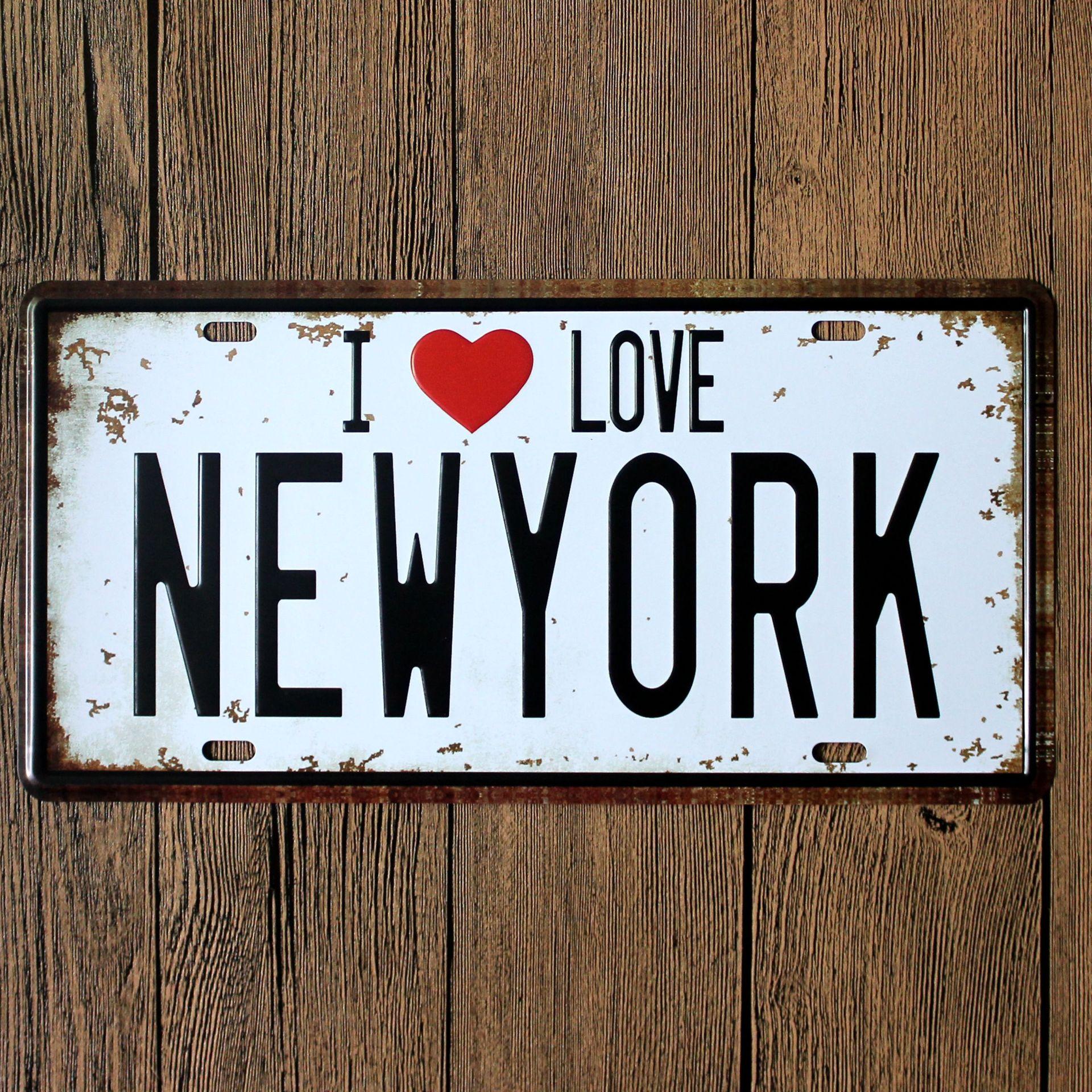 Mfoever  Retro License Plate Tin Painting Bar Living Room Bedroom Decoration