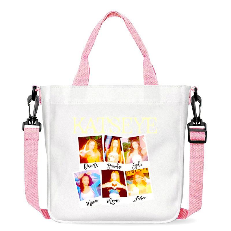 KATSEYE Group Kpop Printed Crossbody Bag Casual Canvas Shoulder Bags 23 x 23 x 5CM