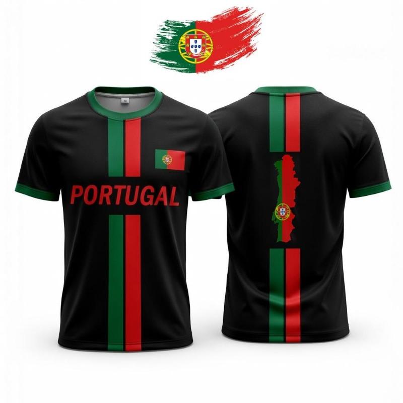 Portugal Flag 3D Printed Jersey Summer Outdoor Breathable Short-sleeved Football S