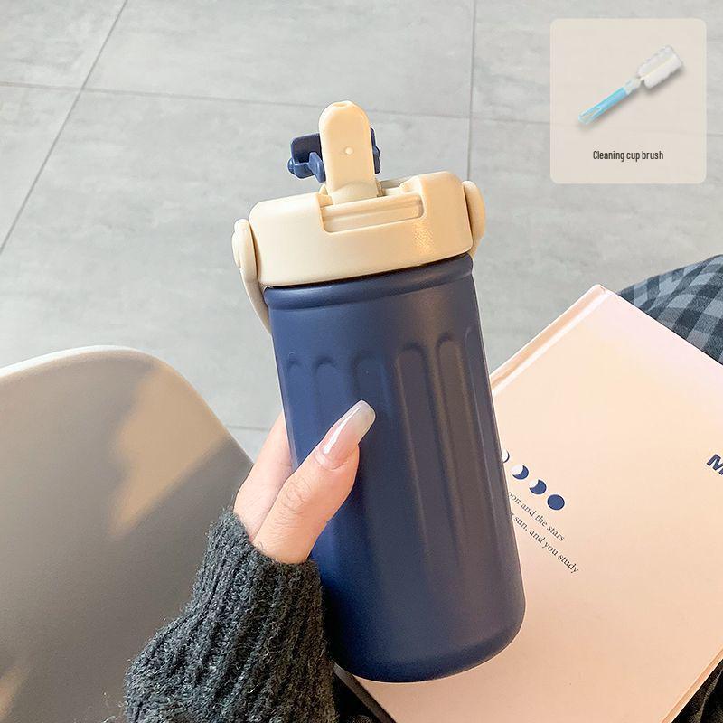 2026 Girls' Portable Thermos Cup with Straw - Stylish, Compact Design for Office Use