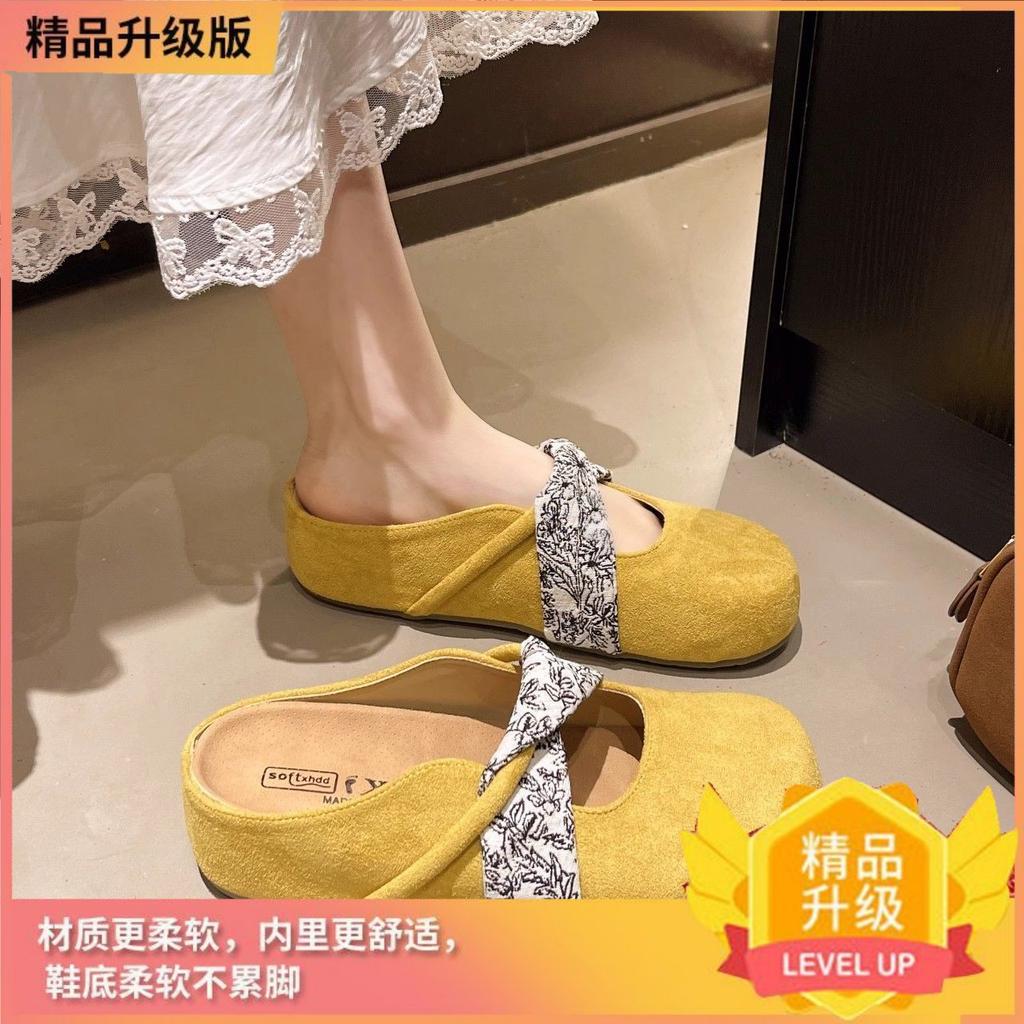 French bag head half slippers autumn wear with skirts within 22 years heeless Birkenstocks