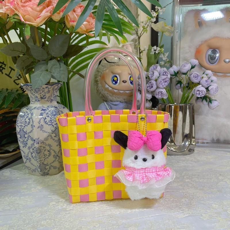 

Cute Hand-woven Bag Large Capacity Diy Vegetable Basket Beach Hand Gift Handbag Holiday 18x18x10