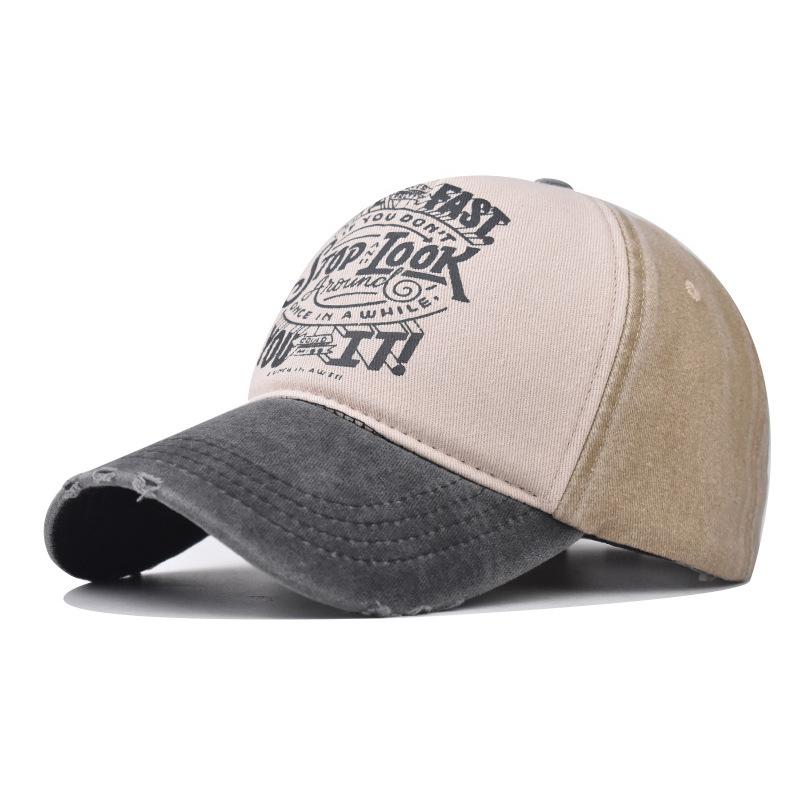 Washed Baseball Cap Old Letters Printed Cap Cotton Sunshade Material
