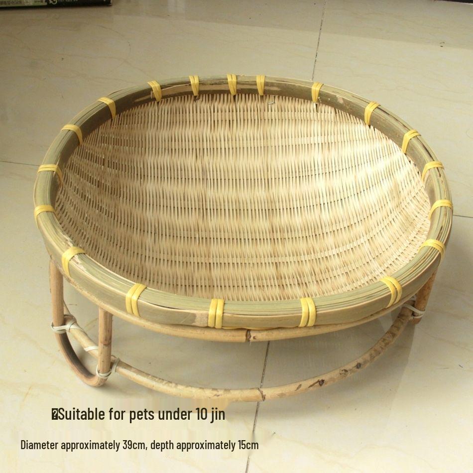 Cat Bed Bamboo Nest - All-Season, Cool Rattan Weave, Double Layer, Red Villa Design, Universal Fit