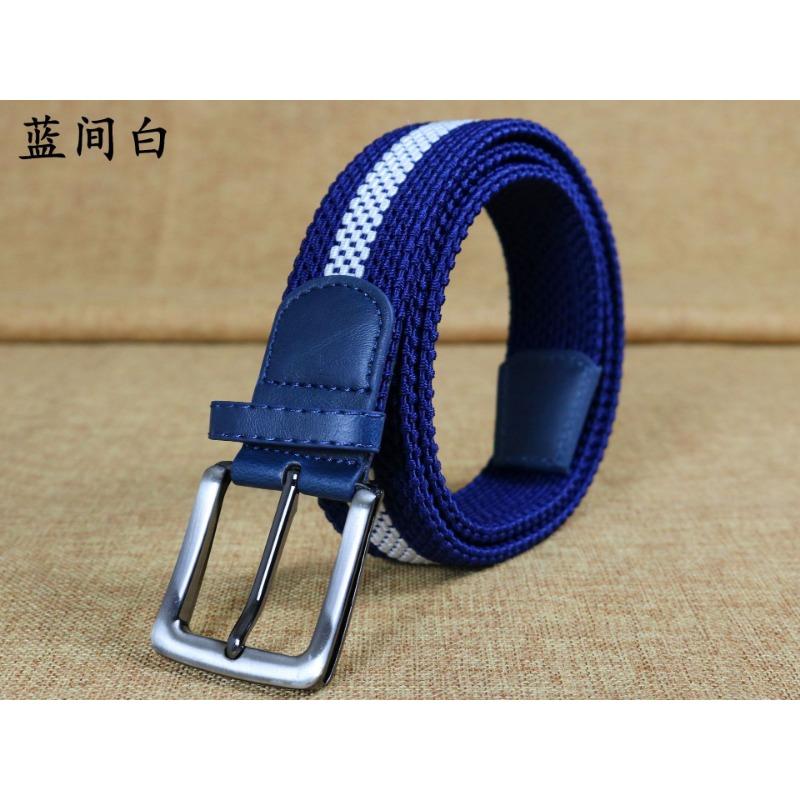 Men'S Elastic Belt, Men'S And Women'S Pin Buckle Elastic Trendy Belt, Canvas Woven Belt, Casual.