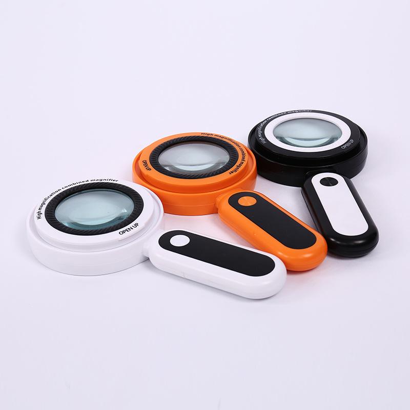 Handheld Combinable Dual Lens with Led Light 10X 30X Magnifying Glass for Elderly Reading and Maintenance