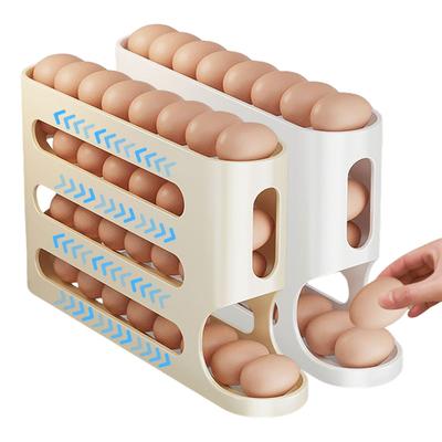 Suport pentru ouă cu rulare automată cu 4 straturi, frigider, cutie de depozitare pentru ouă, recipient pentru bucătărie, frigider, distribuitor de ouă, organizator pentru frigider