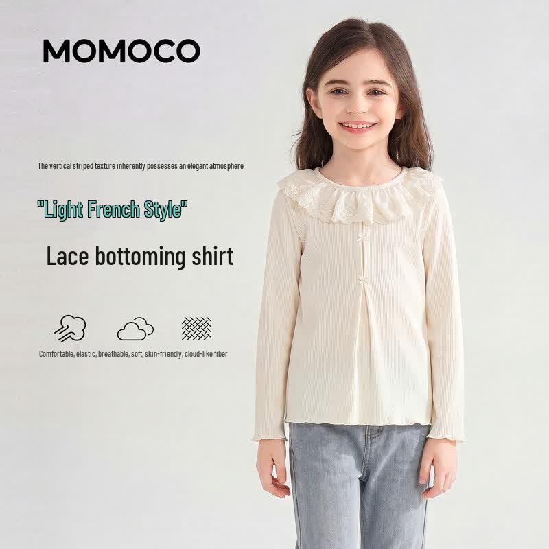 MOMOCO Girls' Sweet & Versatile Long Sleeve T-Shirt