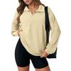 Women's Fashion Solid Color Zipper Lapel Solid Color Casual  Sweatshirt Top
