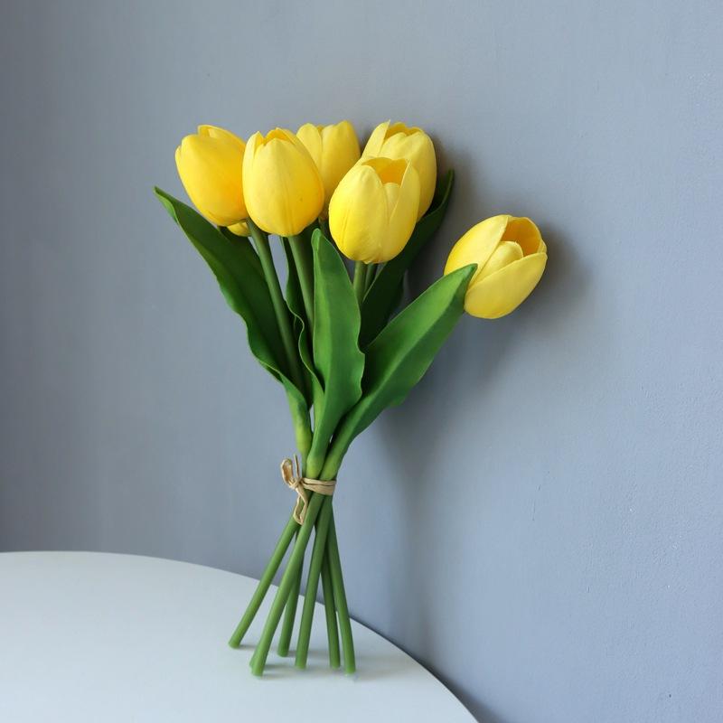 Tulip artificial flower fake bouquet interior decoration tabletop ornament wedding hand holding artificial flower