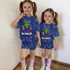Kids Halloween Print Short Sleeve T-Shirt and Shorts Set Casual 2-Piece Outfit for Boys and Girls