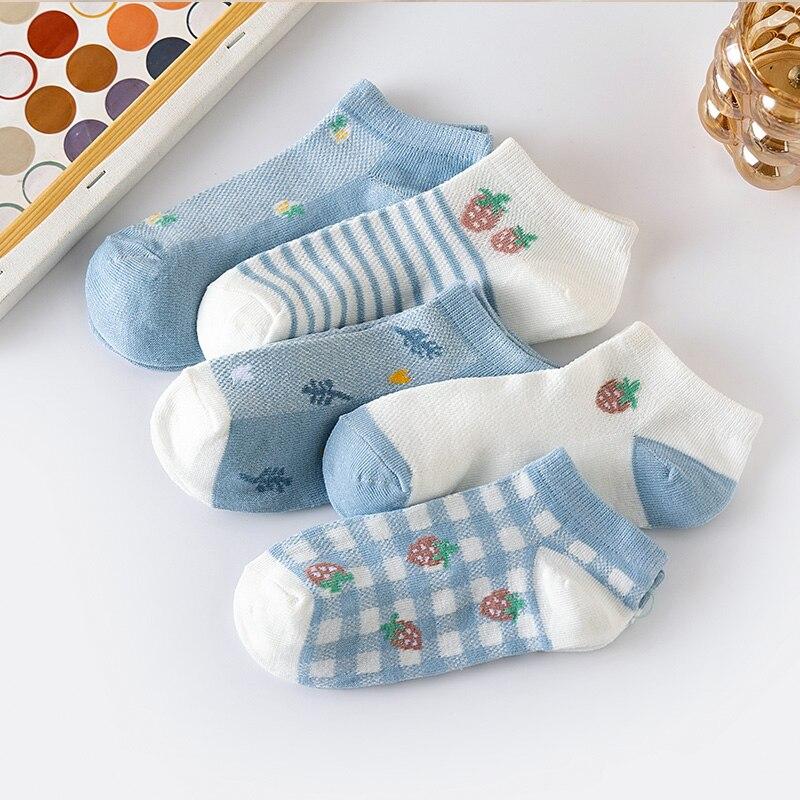 

5 пар женских носков Four Seasons INS Strawberry Mesh Socks женские низкие носки-лодочки с неглубоким горлом One Size