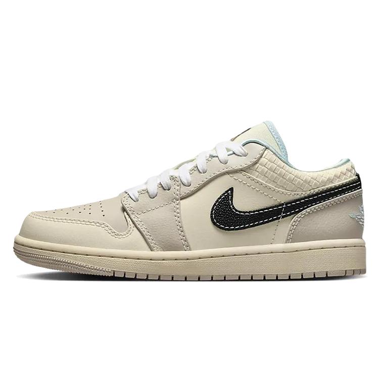 Jordan Air Jordan 1 Slip Resistant And Breathable Low top Vintage Basketball Shoes Women's Beige Brown HQ3440-101(Team56-)