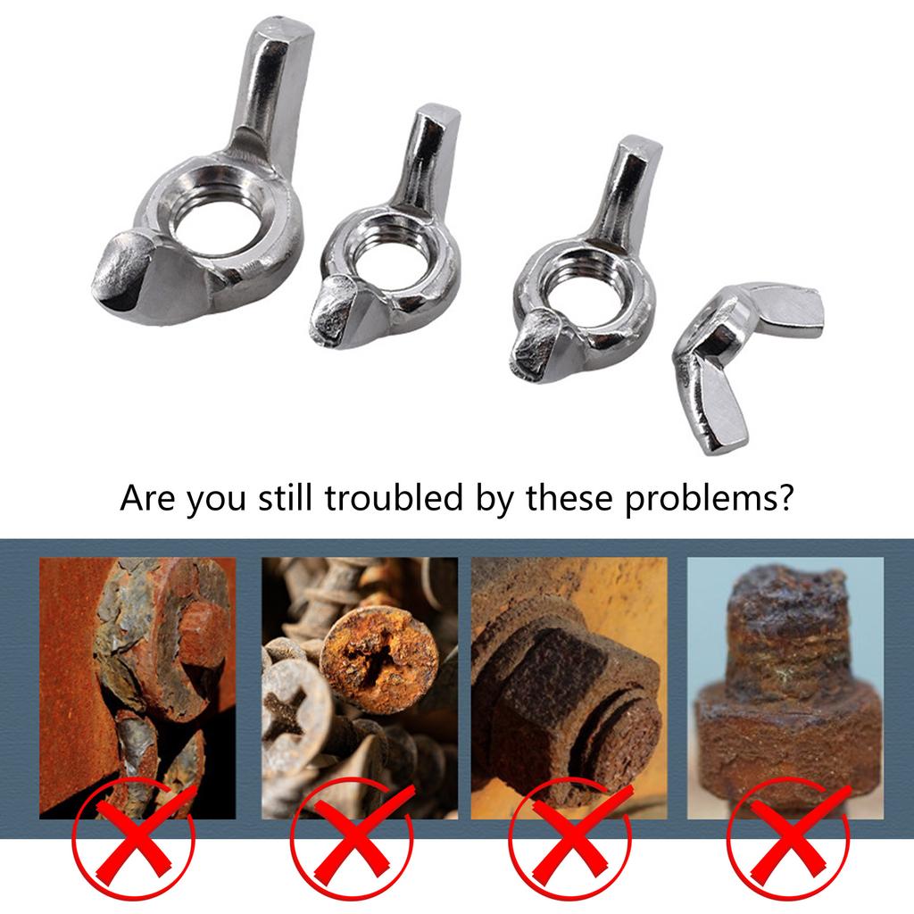 20PCS Hand Twist Tighten Wing Nuts Corrosion Resistant Butterfly Nuts Stainless Steel Fasteners Hardware Durable