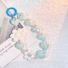 Heart Colorful Phone Lanyard Flower Keychain Crystal Phone Anti-lost Rope Colored Round Bead Cute Glitter Wrist Straps
