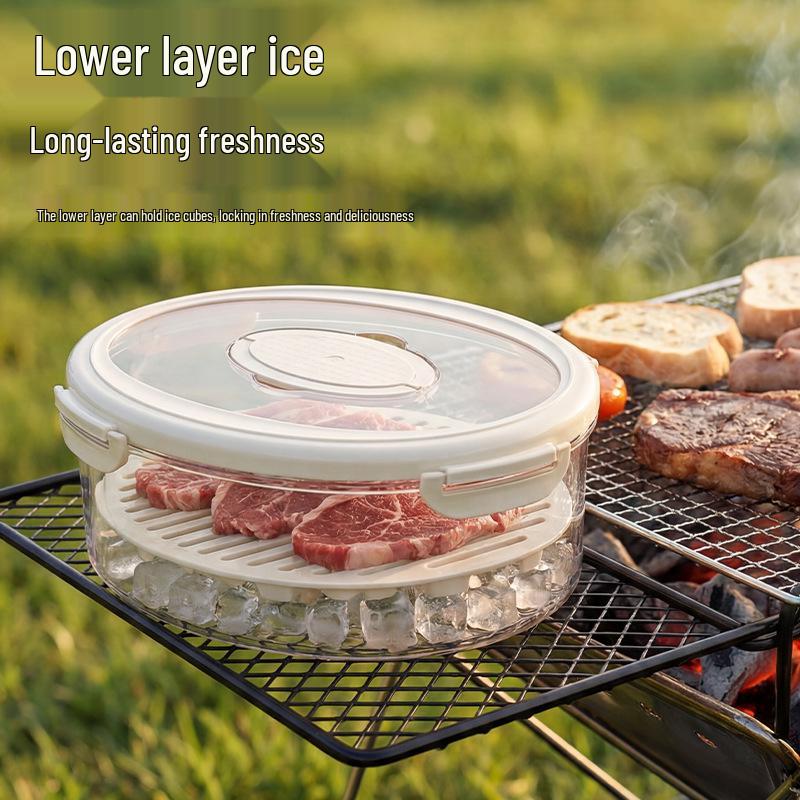 Portable Fruit and Snack Tray with Fresh-Keeping Compartments – Transparent Storage for Outings, Picnics, Camping, and Refrigerator Use