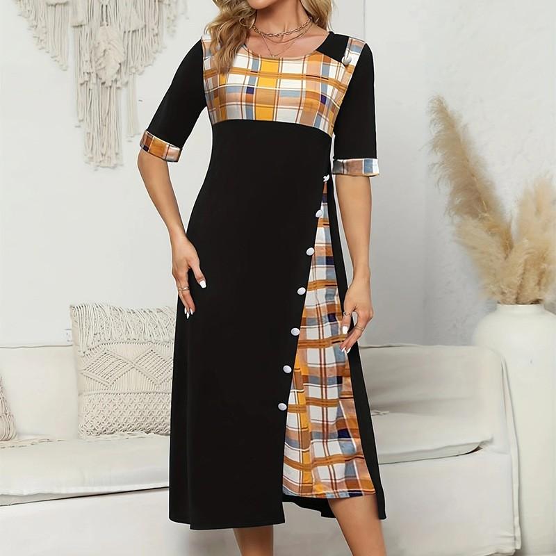 Ladies Casual Printed Long Dress Pullover Sling Irregular Hem Dress