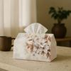 1pc, 2D Flat Printing, Tissue Box Tissue Holder Featuring a Checkered Top - Creamy White Floral Pattern, Sturdy Fabric Versatile Decorative Organizer 