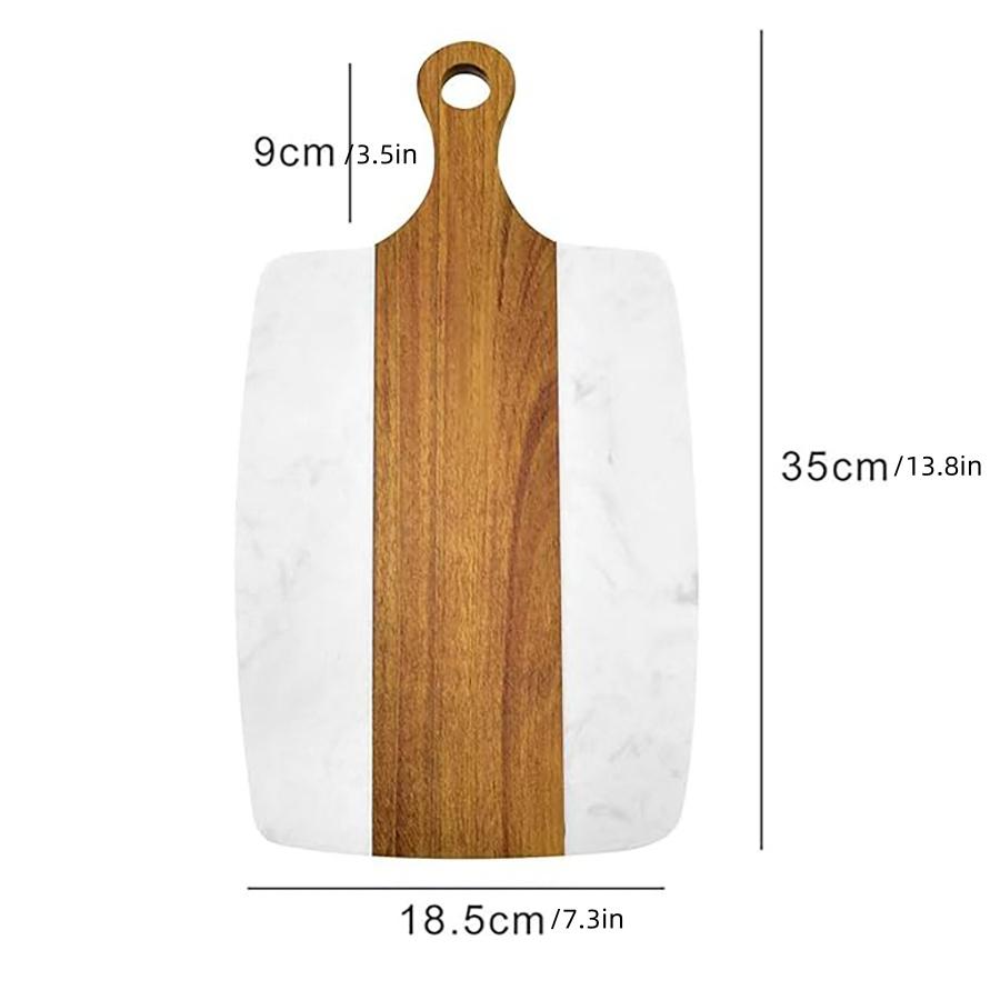Acacia Wood Marble Splicing Style Cutting Board Serving Board for Steak Fruits With Handle Non-Slip Cutting Board for Kitchen