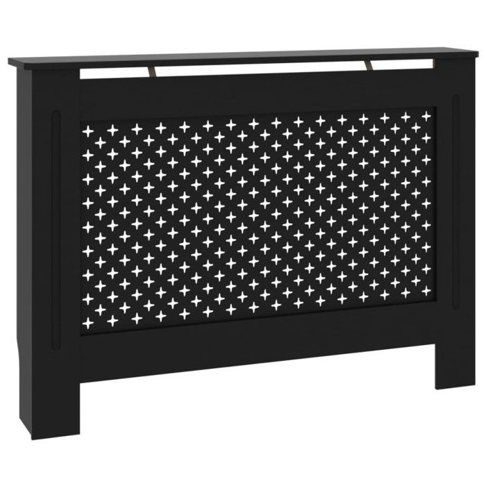 Black Radiator Cover - VidaXL - 112x19x81 Cm - MDF - Storage Space for Books and Ornaments
