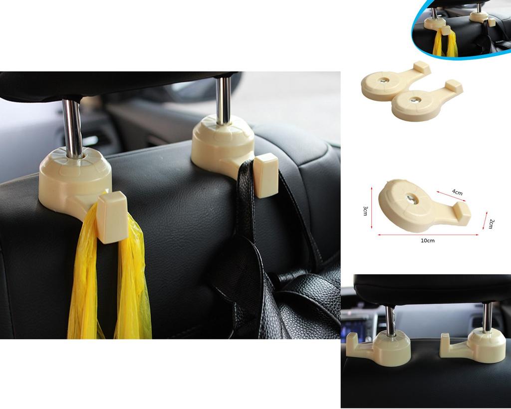 Elegant Beige Plastic Auto Car Seat Headrest Hook Multifunction Organizer For Storage