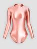 Solid Color High-Cut Rhythmic Gymnastics Leotard Ballet Dancewear - Women's Silky Luster One-Piece Swimsuit Base T-Shirt