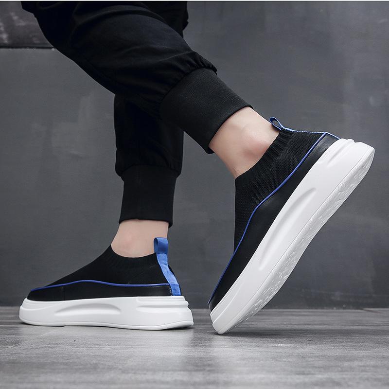 Summer Men's Shoes One Pedal Men's Socks Shoes Breathable Muffin Platform Lazy Shoes Versatile Internet Celebrity Live Broadcast