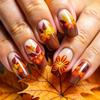 Jesienno-Zimowe Liście Klonu Średniej Długości Kwadratowe Naklejki do Manicure Modne Naklejki do Manicure Zdejmowane Do Noszenia Manicure