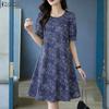 ZANZEA Women Casual Round Neck Summer Short Sleeve Dress