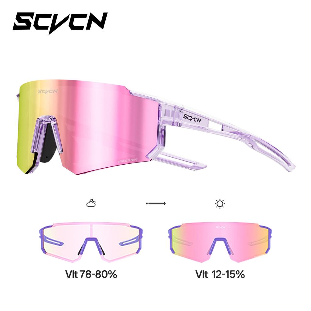 SCVCN Photochrome Radsport- und Laufbrille für Damen & Herren - Winddicht, Bunt, Outdoor-Sport-Sonnenbrille