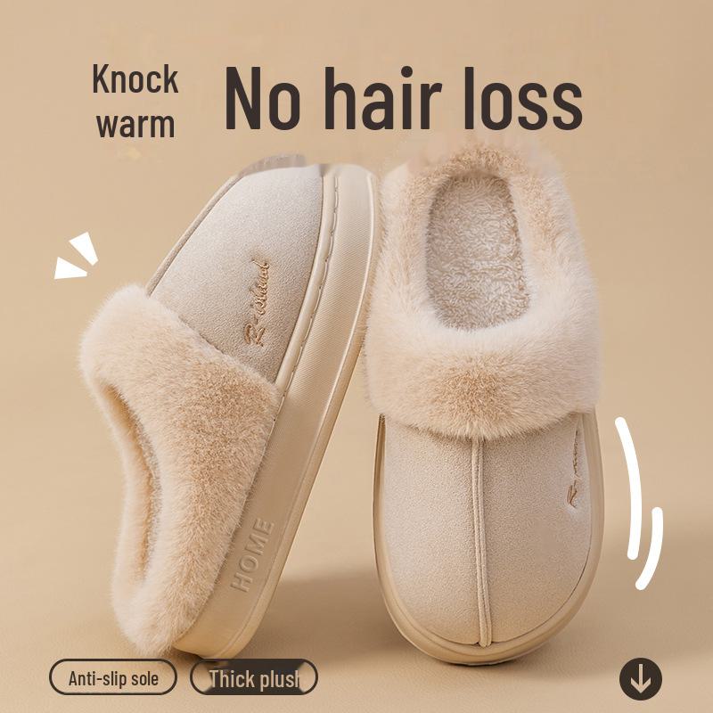 Nowe pluszowe bawełniane kapcie: Damskie Jesienno-Zimowe Domowe Antypoślizgowe Kapcie z Futra - Przytulne i Ciepłe dla Mężczyzn i Par.