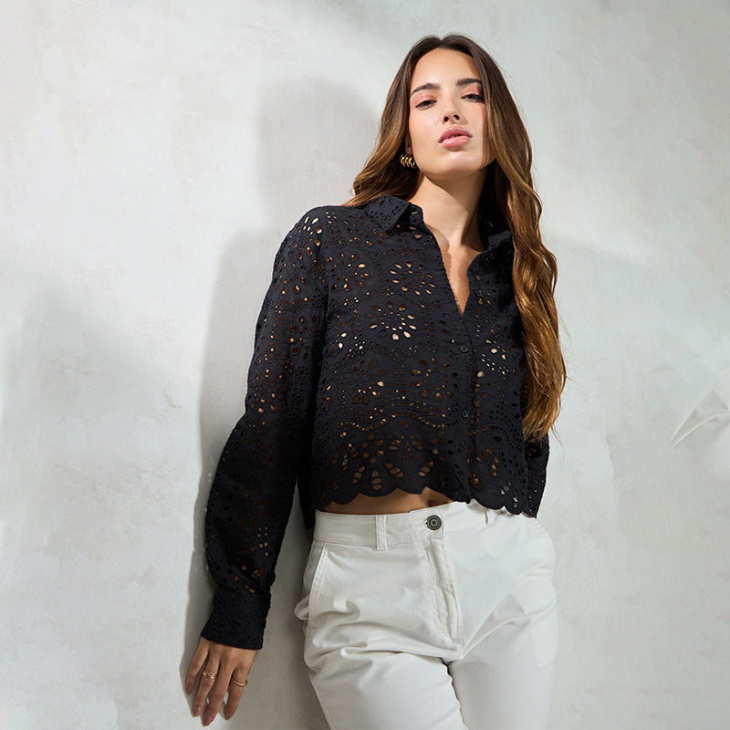 

Virgio Women Regular Length Full Boxy Fit Shirt Collar Shirt XL чорний