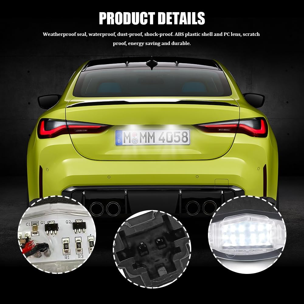 2PCS LED License Plate Light, Tag Lights for License Plate, Rear Tag Light Lamp, Car Accessories Super Bright 18-SMD LED Number Plate Lamps