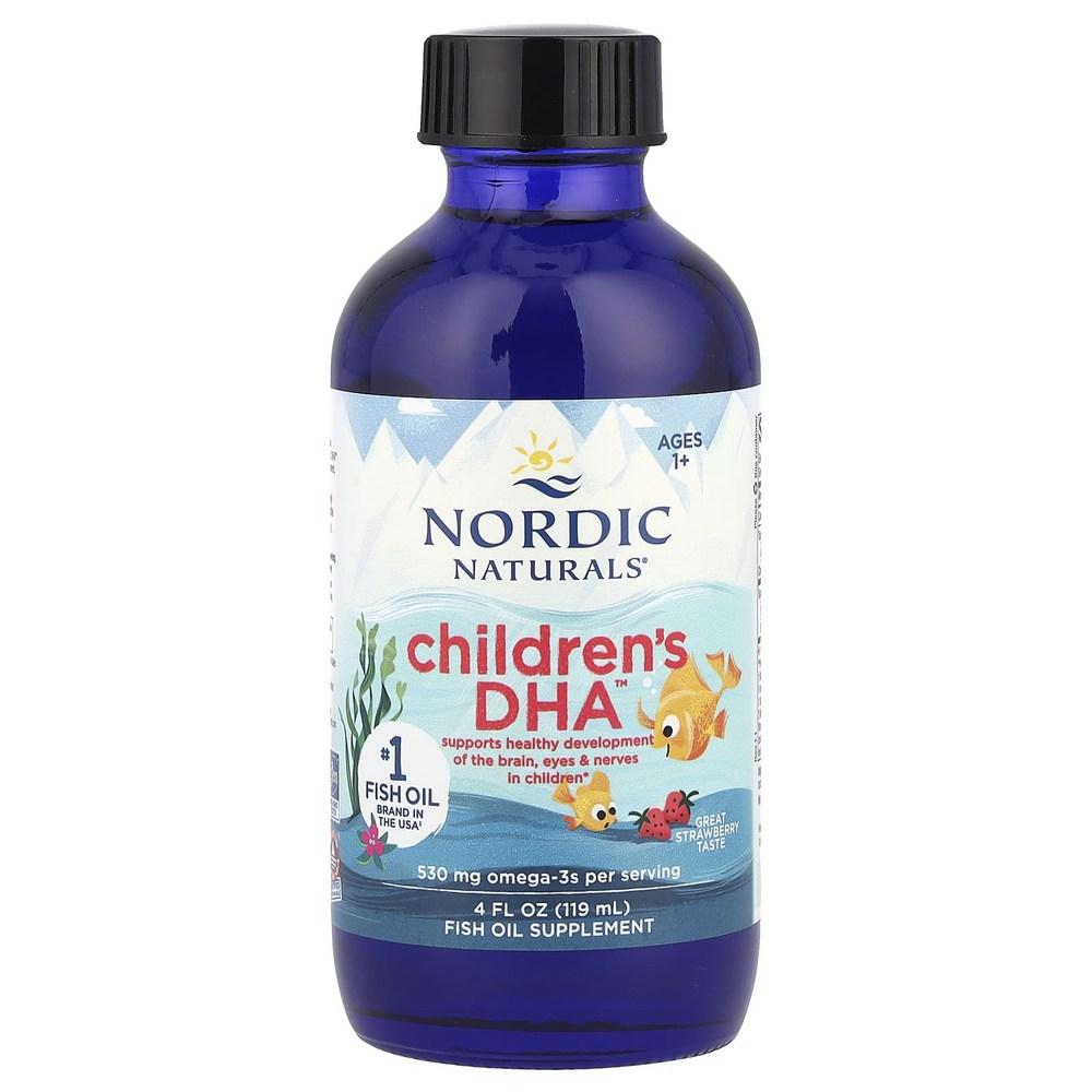 Nordic Naturals Children's DHA Ages 1–6 Strawberry Flavor 530mg 119ml 4 Fl Oz Per 1/2 Teaspoon