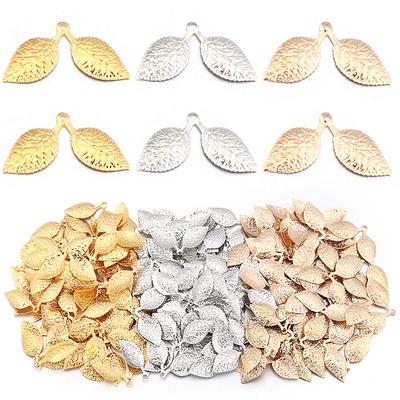 50pcs/lot Metal Leaf Charms Pendant 16x26mm Iron Two Leaves Charms For Jewelry Making DIY Pendants Earrings Headwear Accessories