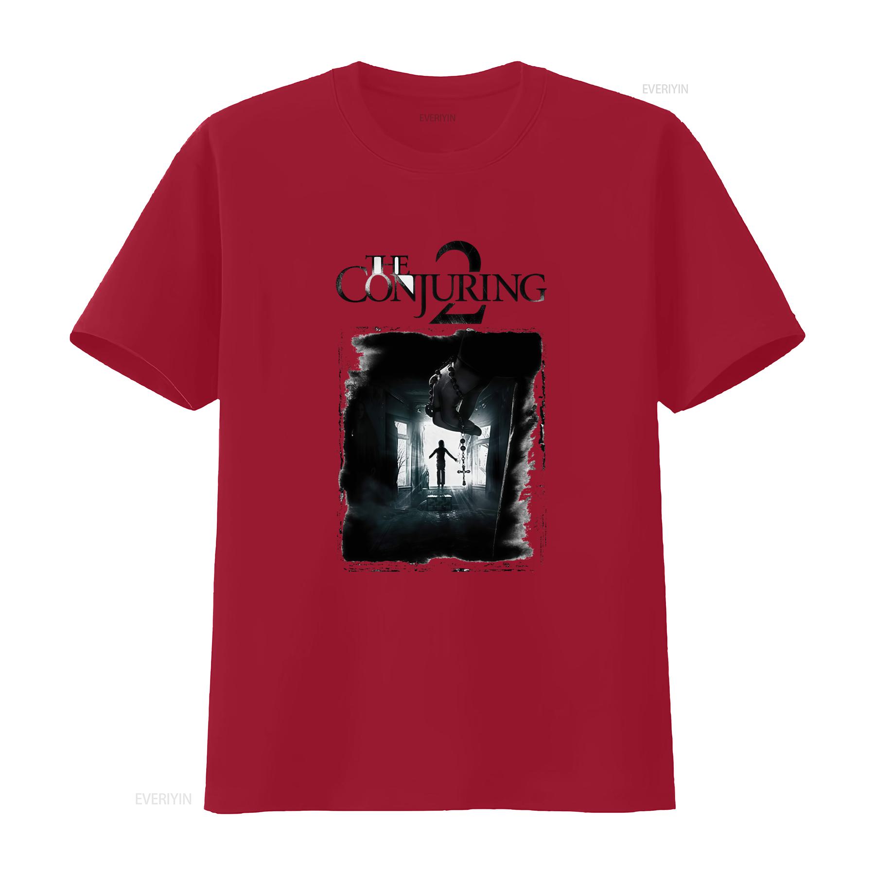 The Conjuring 2 Horror Movie Poster Print Adult T Shirt Gothic Style Spooky Design vintage Washed Stylish graphic Breathable S