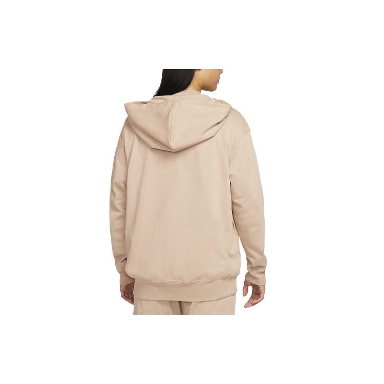 Nike Sweatshirts Women's Beige Hooded Moderate Cardigan DM6416-200