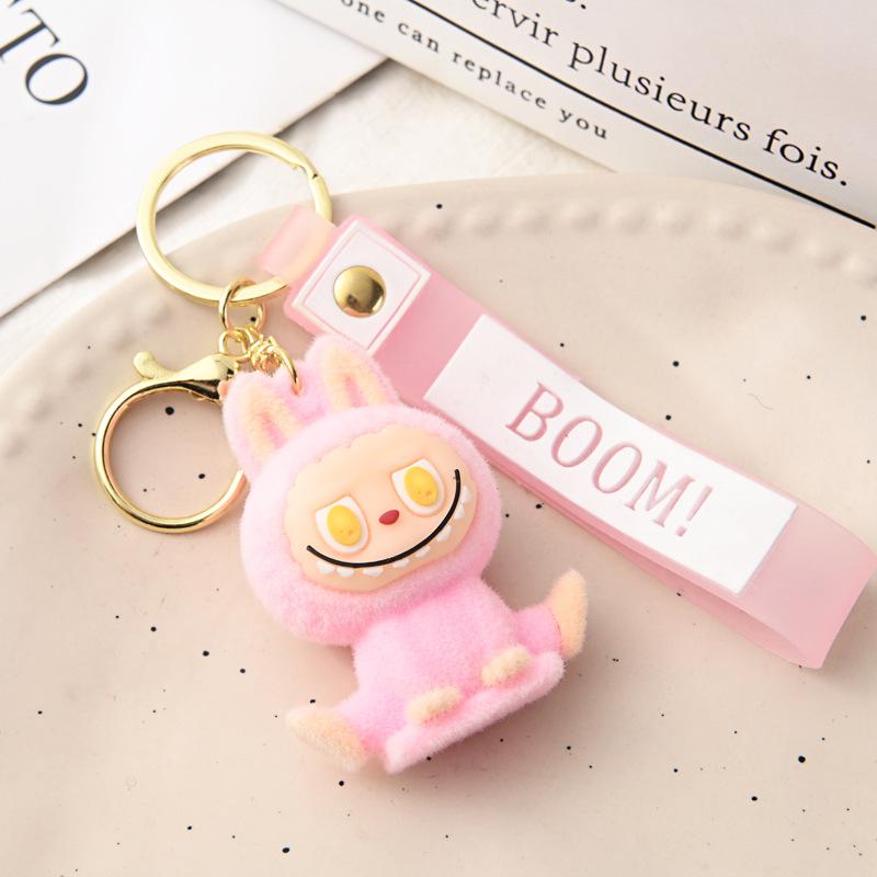 Flocking Yoga Keychain Small Pendant Cartoon Cute Doll Keychain Small Gift
