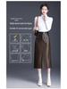 Modischer Damen-Lederrock aus Lammleder mit Schlitz - Hohe Taille, Mittellang, Faltenmildernd, Trendiger Pendlerstil.