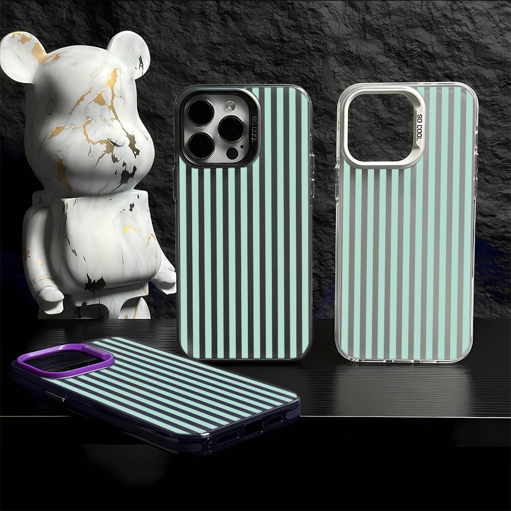 Grid Stripes Pattern Phone Case For IPhone 16 15 14 Pro Plus 17 Air 13 12 11 Pro Max 16E Silicone Hard Shockproof Cover Fundas