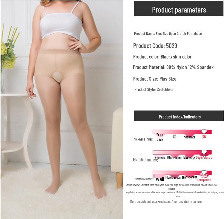 Plus Size Crotchless Ultra-Thin Summer Stockings - Sexy, Anti-Snag Women's Hosiery