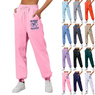 Women's Winter Sweatpants Solid Color Casual Pants Women's Fleece Sweatpants Wide Leg Straight Pants