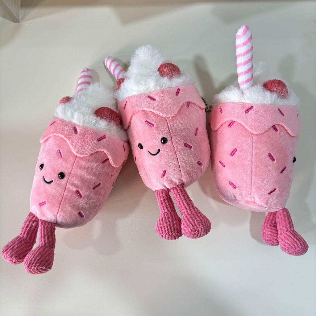 Strawberry Milkshake Plush Keychain Toy Gift