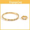 Modern Luxury Stainless Steel Jewelry Set With Beaded Bangle And Ring For Women
