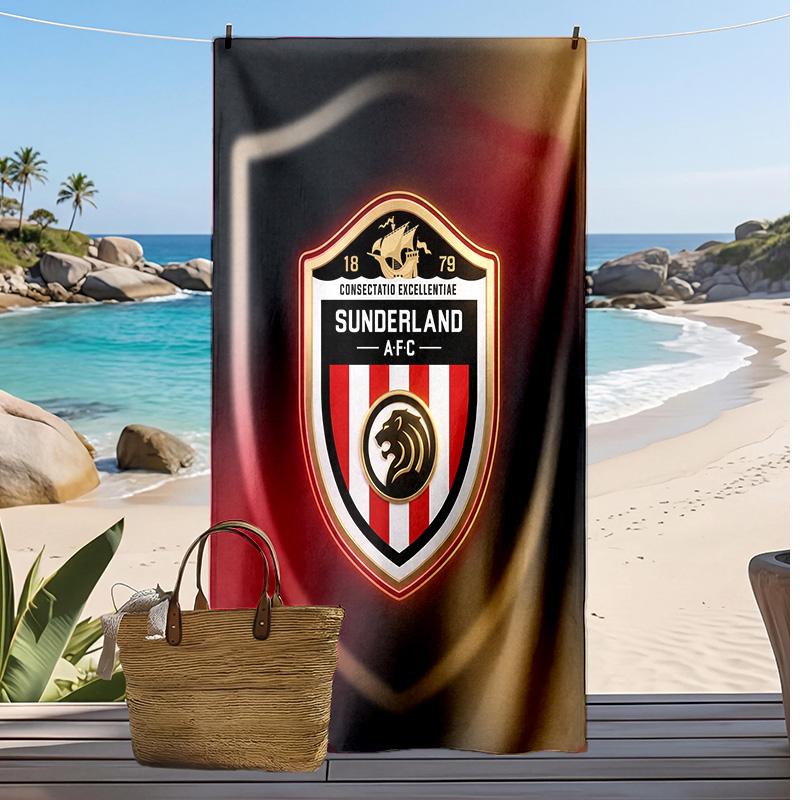 Asciugamano da Spiaggia con Stampa del Sunderland Football, Asciugamano Grande Morbido ad Asciugatura Rapida per Spiaggia Campeggio Nuoto