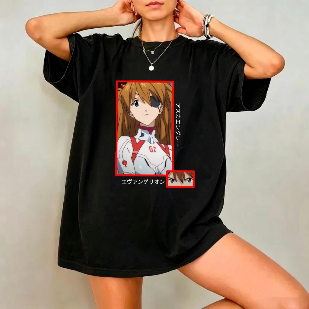 2026 Sommer Neuankunft_ Evangelion Muster Street Style Print Kurzarm T-Shirt Hip Hop Streetwear Top Y2K Gothic Baumwolle Oversized T-Shirts