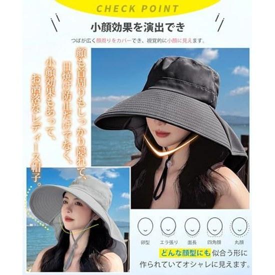 YUMISS UV Cut Hat Women 12cm Wide Brim360-Degree CutProtects Neck Cooling Complete Light Blocking Sunburn Prevention Protection Breathable Sunshade