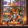 Mexican Fiesta Party Decorations Day of The Dead Window Clings, Halloween Double-Sided Skull Sticker, Ethnic Pattern Wall Art Colorful Flower Skeleton